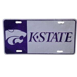 Kansas State Wildcats Purple  White  Car License Plate Tag Vintage Faded Worn